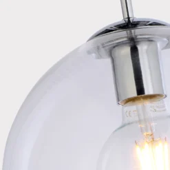 Ellis & Co Clear Glass Ball Pendant Ceiling Light, 25cm