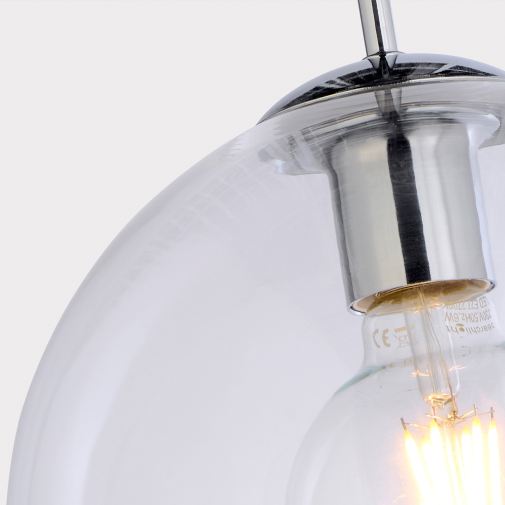 Ellis & Co Clear Glass Ball Pendant Ceiling Light, 25cm 1 Ellis & Co Clear Glass Ball Pendant Ceiling Light, 25cm