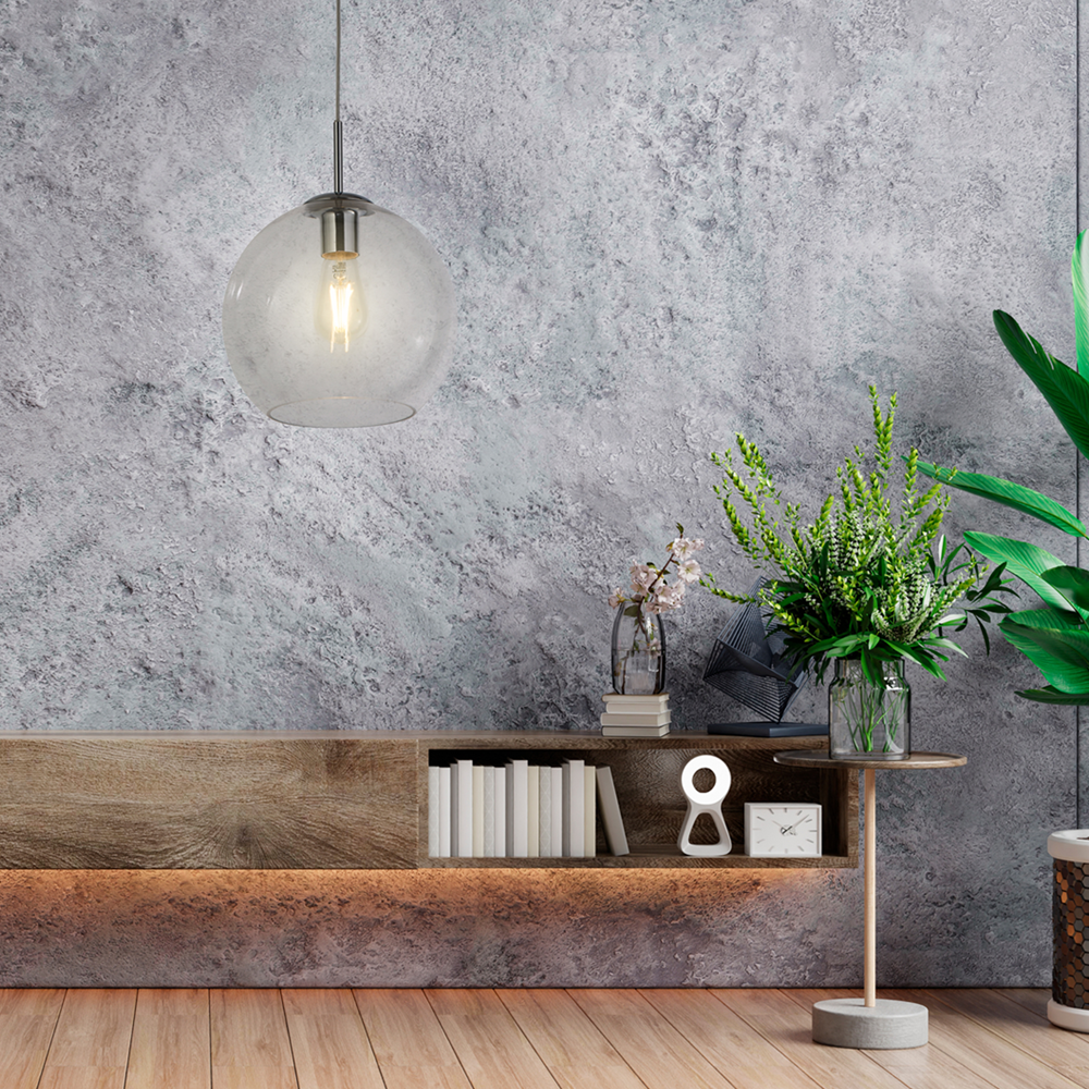 Ellis & Co Clear Glass Ball Pendant Ceiling Light, 25cm 5 Ellis & Co Clear Glass Ball Pendant Ceiling Light, 25cm - Image 5