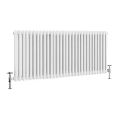 Keswick 600 X 1370mm Cast Iron Style Traditional 2 Column White Radiator -Victorian Plumbing Store 2cwh6x1340 n d1