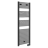 E-Diamond Electric Only Heated Towel Rail W. Digital Thermostat - W480mm X H1375mm - Matt Black - Straight