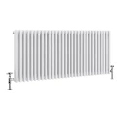 Keswick 600 X 1370mm Cast Iron Style Traditional 3 Column White Radiator -Victorian Plumbing Store 3cwh6x1355 detail1a