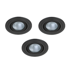 3 X Ellis & Co IP65 Matt Black Round Tiltable Bathroom Downlights