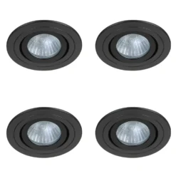 4 X Ellis & Co IP65 Matt Black Round Tiltable Bathroom Downlights -Victorian Plumbing Store 4xrv841blk l