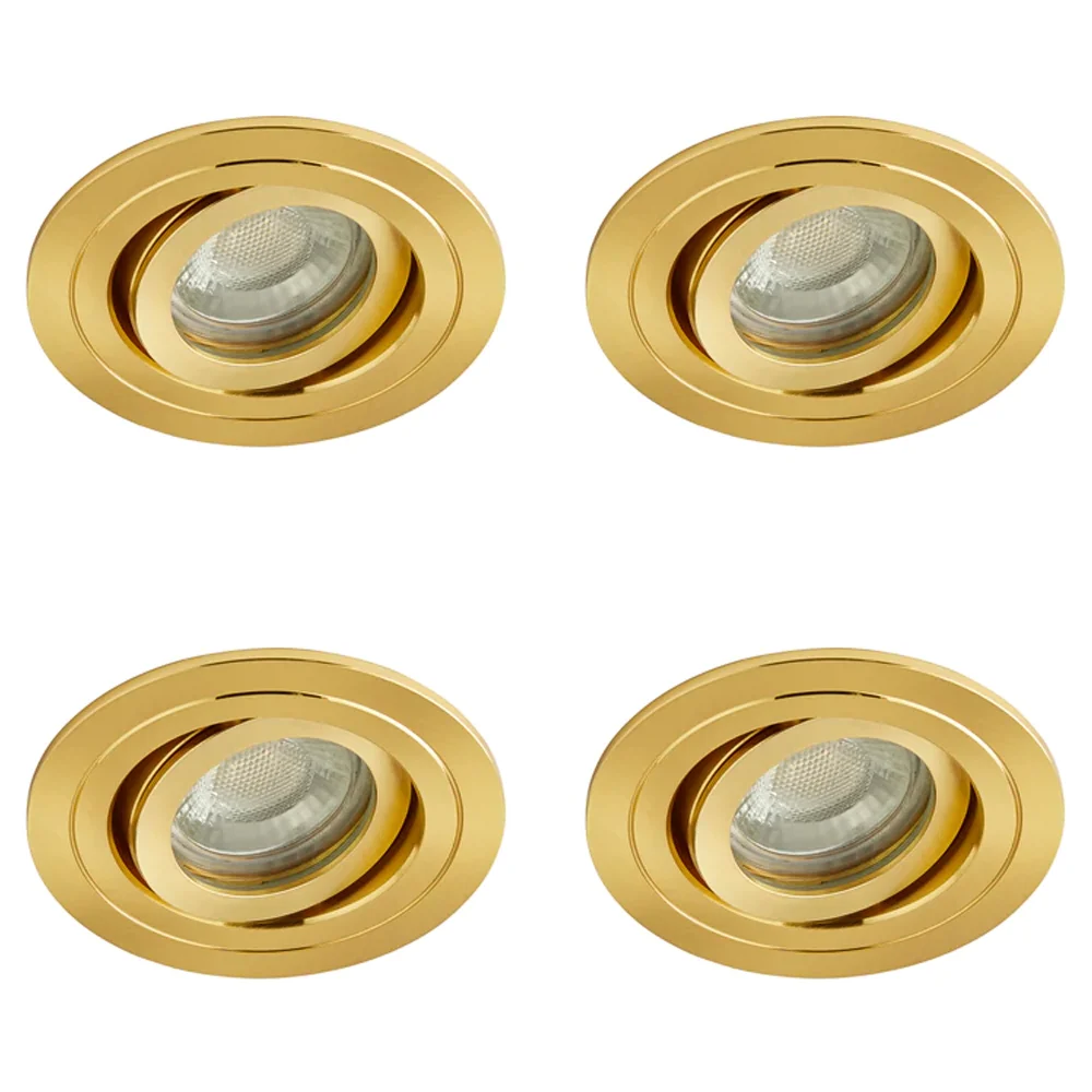 4 X Ellis & Co IP65 Satin Brass Round Tiltable Bathroom Downlights 4 4 X Ellis & Co IP65 Satin Brass Round Tiltable Bathroom Downlights - Image 4