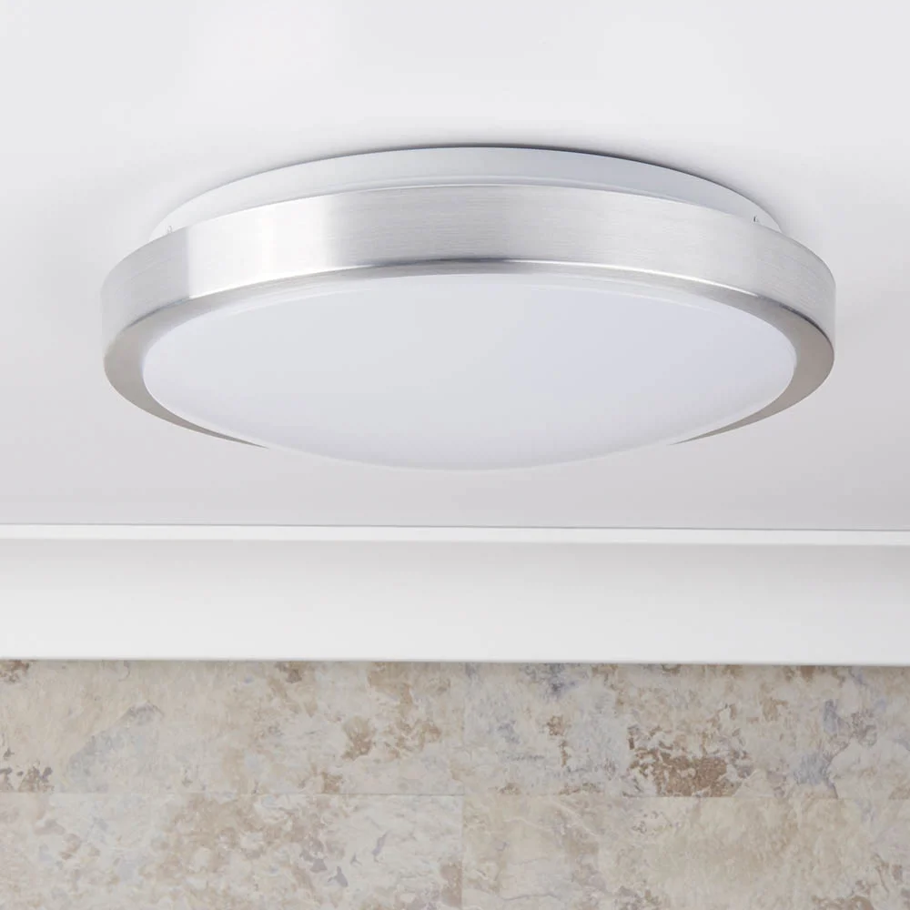 Searchlight LED Flush Fitting With Aluminium Trim & White Acrylic Shade 3 Searchlight LED Flush Fitting With Aluminium Trim & White Acrylic Shade - Image 3