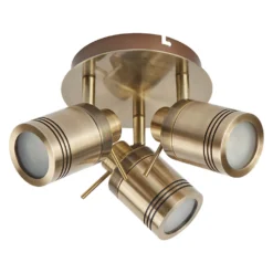 Searchlight Samson Antique Brass 3 Light Ceiling Mounted Spotlights -Victorian Plumbing Store 6603ab d1