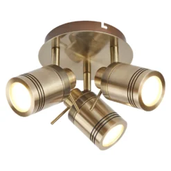 Searchlight Samson Antique Brass 3 Light Ceiling Mounted Spotlights