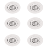 6 X Ellis & Co IP65 White Round Tiltable Bathroom Downlights
