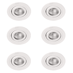 6 X Ellis & Co IP65 White Round Tiltable Bathroom Downlights