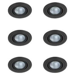 6 X Ellis & Co IP65 Matt Black Round Tiltable Bathroom Downlights -Victorian Plumbing Store 6xrv841blk l