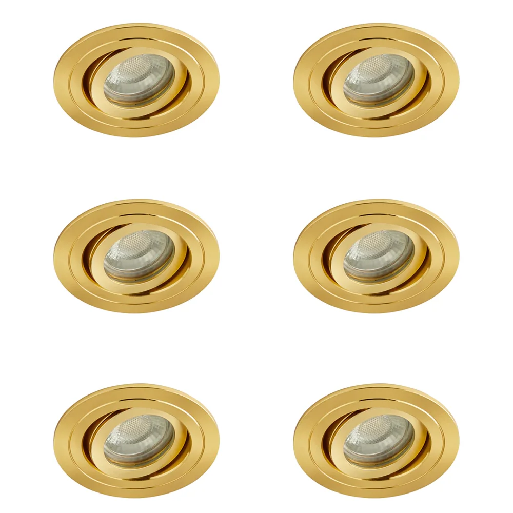 6 X Ellis & Co IP65 Satin Brass Round Tiltable Bathroom Downlights 4 6 X Ellis & Co IP65 Satin Brass Round Tiltable Bathroom Downlights - Image 4
