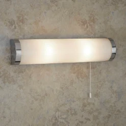 Searchlight Poplar Chrome 2 Light Wall Light With White Glass Tube