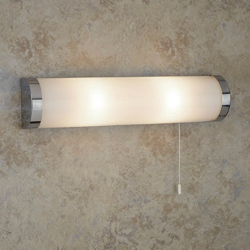 Searchlight Poplar Chrome 2 Light Wall Light With White Glass Tube 1 Searchlight Poplar Chrome 2 Light Wall Light With White Glass Tube