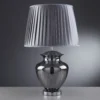 Ellis & Co Smoked Glass Table Lamp With Grey Pleated Shade