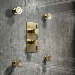 Arezzo Brushed Brass Body Jet - 4 X Slim Round Jets