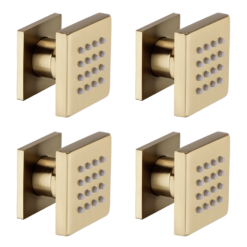 Arezzo Brushed Brass Body Jet - 4 X Slim Square Jets -Victorian Plumbing Store arz4jbb l4