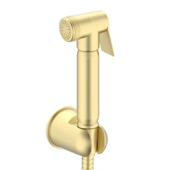 Arezzo Round Douche Shower Spray Kit With Wall Bracket And Hose Brushed BrassARZDK4BB