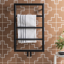 Arezzo Matt Black 800 X 500 Ladder Heated Towel Rail