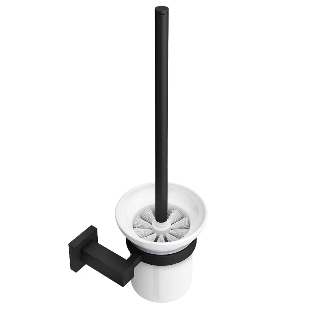 Arezzo Matt Black Toilet Brush & Holder 2 Arezzo Matt Black Toilet Brush & Holder - Image 2