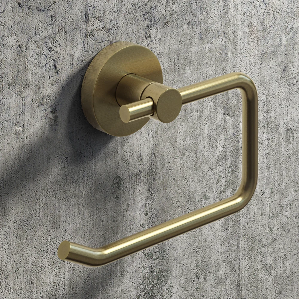 Arezzo Brushed Brass Round Toilet Roll Holder 4 Arezzo Brushed Brass Round Toilet Roll Holder - Image 4