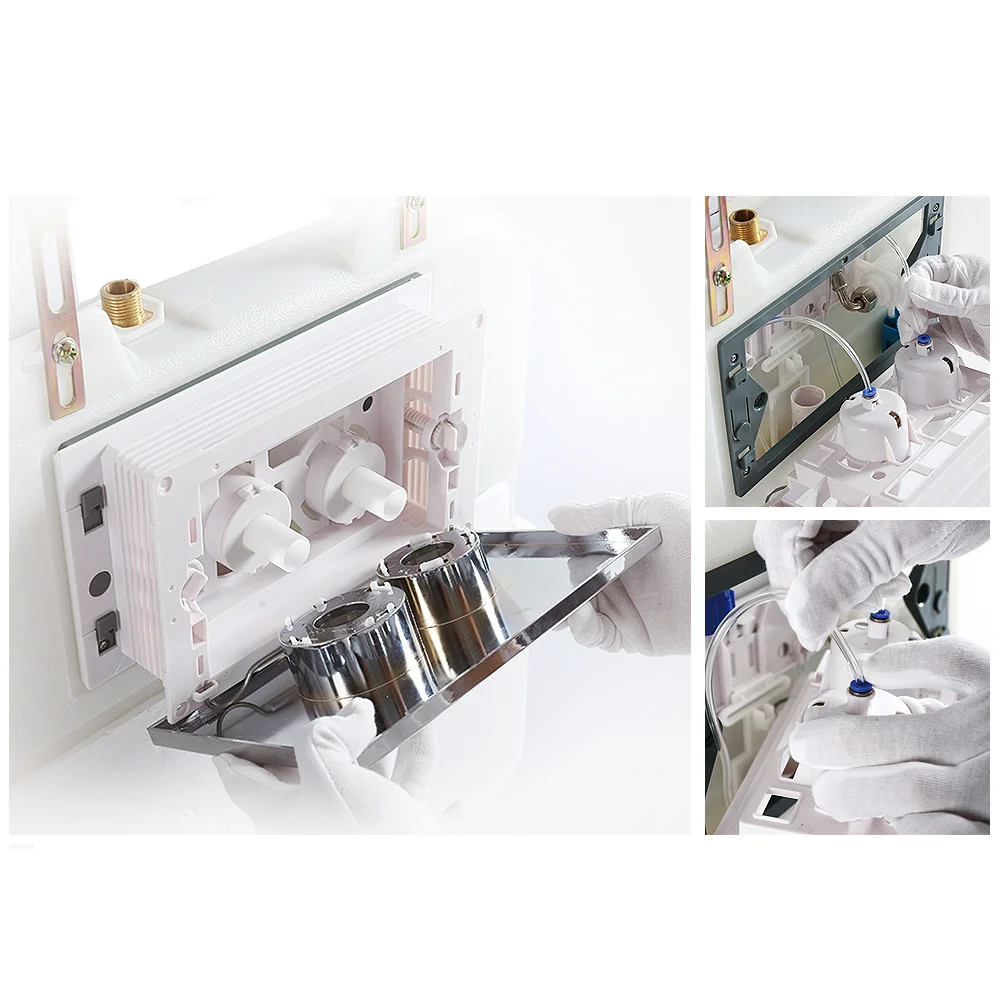 Arezzo Compact Concealed Cistern With Gold Flush Plate - Round Buttons 2 Arezzo Compact Concealed Cistern With Gold Flush Plate - Round Buttons - Image 2