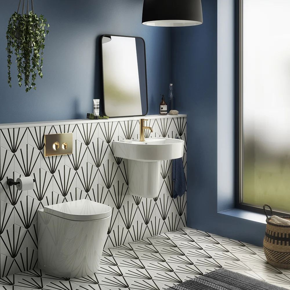 Arezzo Compact Concealed Cistern With Gold Flush Plate - Round Buttons 3 Arezzo Compact Concealed Cistern With Gold Flush Plate - Round Buttons - Image 3