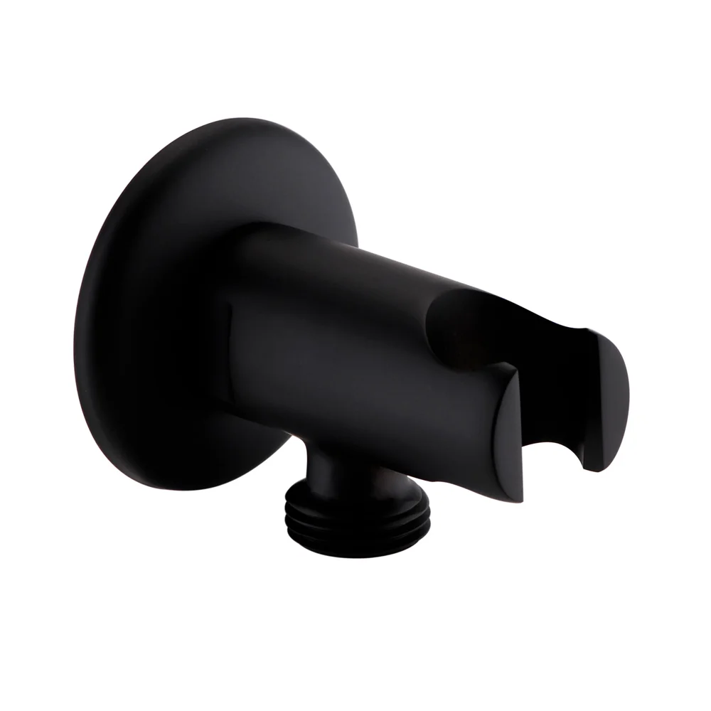 Arezzo Round Wall Elbow & Shower Handset Holder - Matt Black 1 Arezzo Round Wall Elbow & Shower Handset Holder - Matt Black