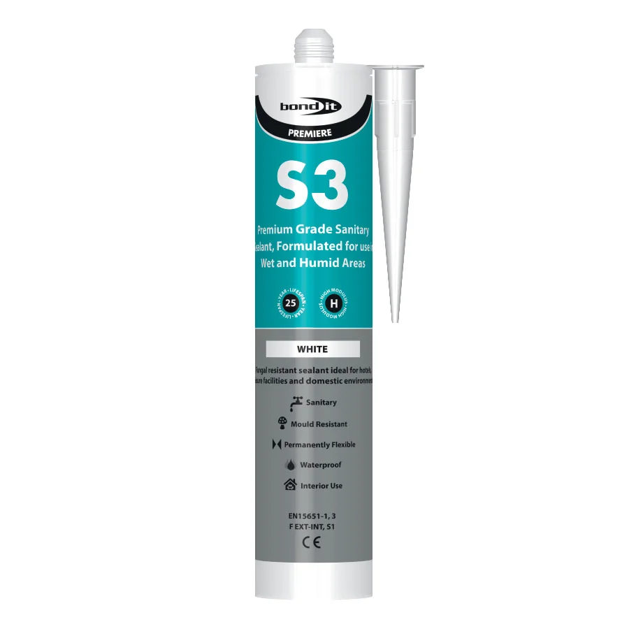 Sanitary Silicone Sealant - White - Bond It S3 1 Sanitary Silicone Sealant - White - Bond It S3