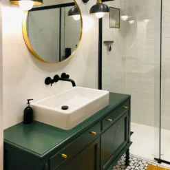 Industville Brooklyn 8" Dome Wall Light - Pewter & Brass -Victorian Plumbing Store brdwl8bpbh d4