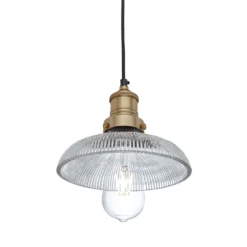Industville Brooklyn 8" Glass Dome Pendant Light - Brass Holder