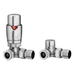 Monza Chrome Corner Thermostatic Radiator Valves - Energy Saving