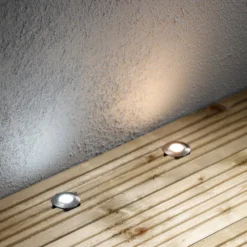 Ellis & Co Recessed Satin Nickel Circular Deck/Plinth LED Light