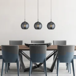 Ellis & Co Bar Pendant Light - Smoked Glass, 3 Light -Victorian Plumbing Store ds 1023 3sm l1