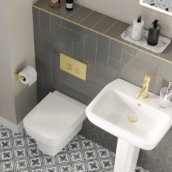 Arezzo Brushed Brass Round Button Flush Plate -Victorian Plumbing Store flsbbr d3