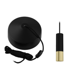 Gatsby Matt Black & Brushed Brass Round Cylinder Light Pull With Ceiling Switch