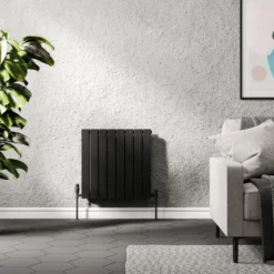 Urban Horizontal Radiator - Matt Black - Double Panel (600mm High) 608mm Wide -Victorian Plumbing Store hfp010mb l3