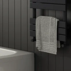Arezzo Modern Angled Radiator Valves - Matt Black -Victorian Plumbing Store mbv1 d1