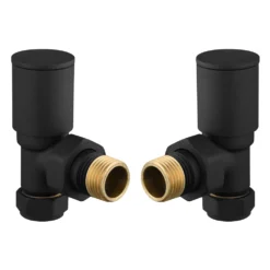 Arezzo Modern Angled Radiator Valves - Matt Black
