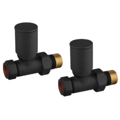 Arezzo Modern Straight Radiator Valves - Matt Black