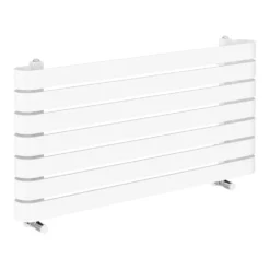 Milan Curved White 1000 X 500 Horizontal Designer Flat Panel Heated Towel Rail -Victorian Plumbing Store mctr5105w3 d3