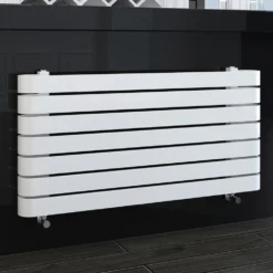 Milan Curved White 1000 X 500 Horizontal Designer Flat Panel Heated Towel Rail