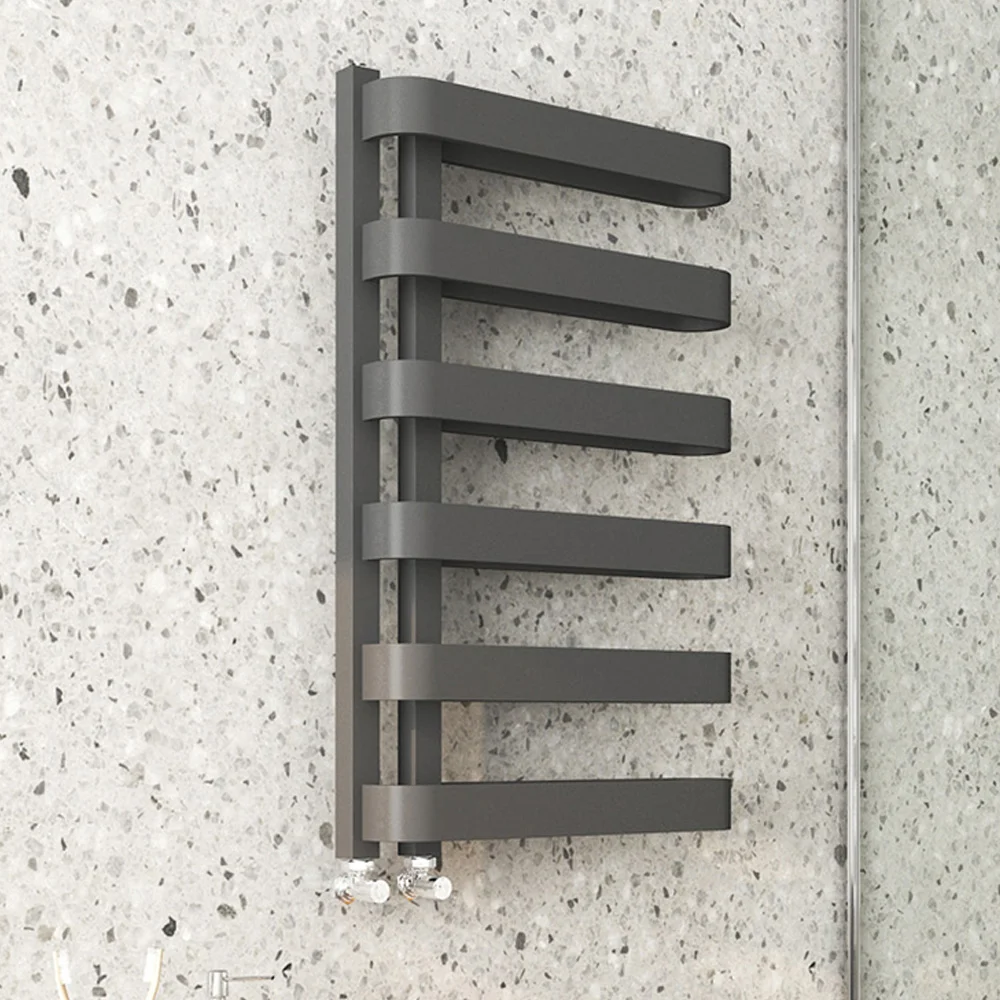 Milan Curved Anthracite 850 X 500 Designer Flat Panel Heated Towel Rail - 6 Sections 5 Milan Curved Anthracite 850 X 500 Designer Flat Panel Heated Towel Rail - 6 Sections - Image 5