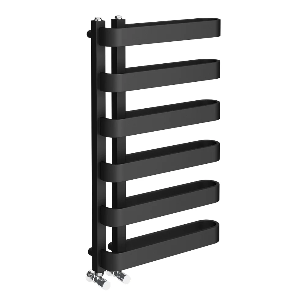 Milan Curved Anthracite 850 X 500 Designer Flat Panel Heated Towel Rail - 6 Sections 2 Milan Curved Anthracite 850 X 500 Designer Flat Panel Heated Towel Rail - 6 Sections - Image 2