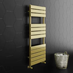Arezzo Brushed Brass 1200 X 500 Heated Towel Rail