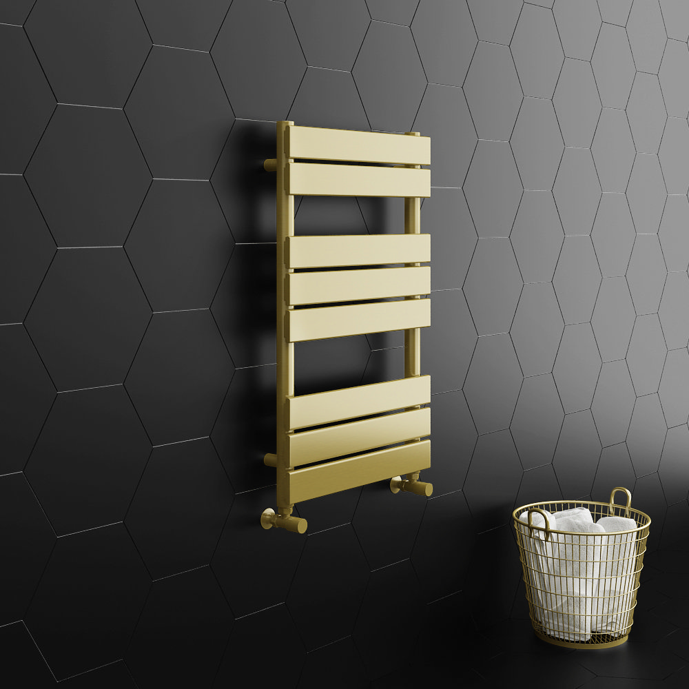 Arezzo Brushed Brass 800 X 500 Heated Towel Rail 2 Arezzo Brushed Brass 800 X 500 Heated Towel Rail - Image 2