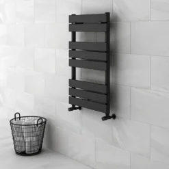 Milan Matt Black 840mm X 500mm Heated Towel Rail -Victorian Plumbing Store rad8mbd4