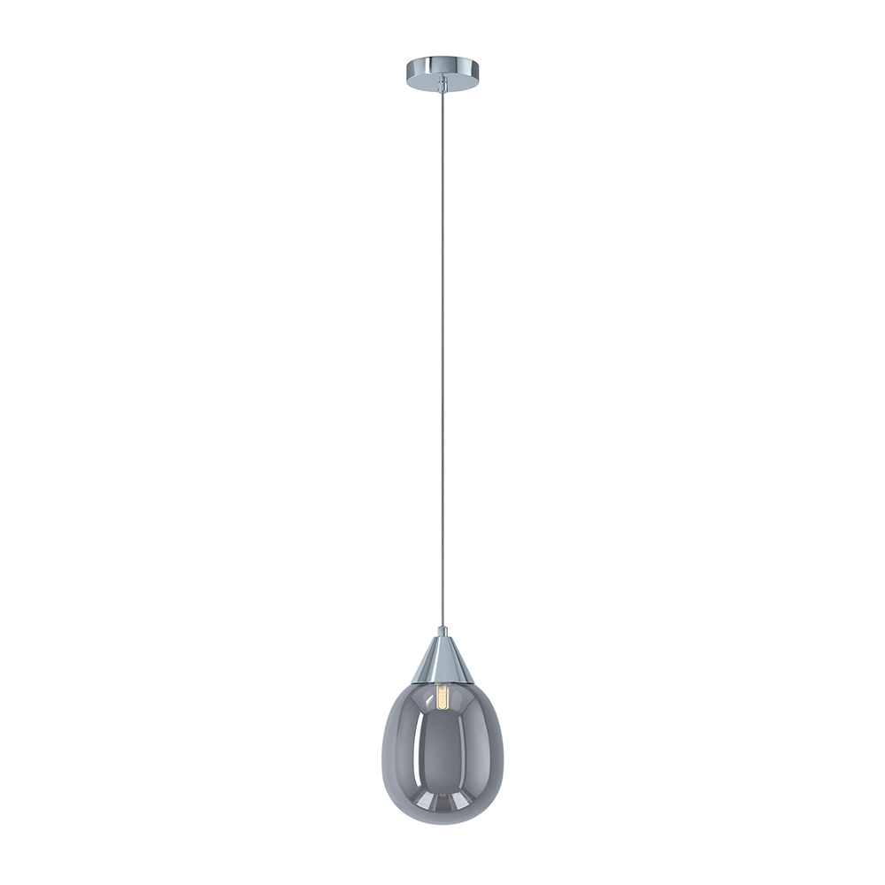 Ellis & Co Pendant Ceiling Light - Chrome With Smoke Grey Glass Shade 1 Ellis & Co Pendant Ceiling Light - Chrome With Smoke Grey Glass Shade