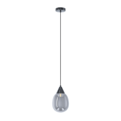 Ellis & Co Pendant Ceiling Light - Black Chrome With Smoke Grey Glass Shade