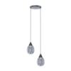 Ellis & Co Twin Pendant Ceiling Light - Black Chrome With Smoke Grey Glass Shades